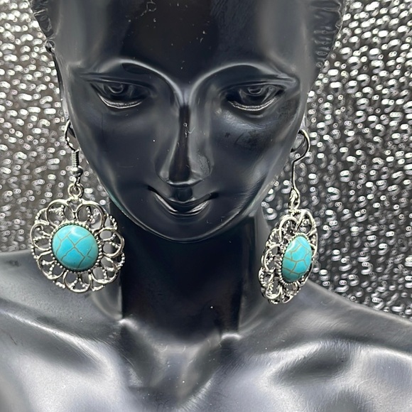 Boho Turquoise Earrings - Picture 1 of 4